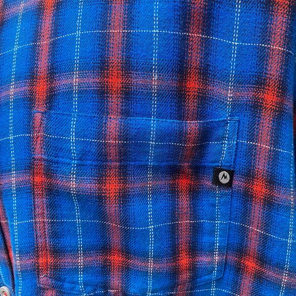 Marmot Shirt Sz XXL Blue Red Plaid Button Up Flannel Casual Utility Normcore - Picture 7 of 12